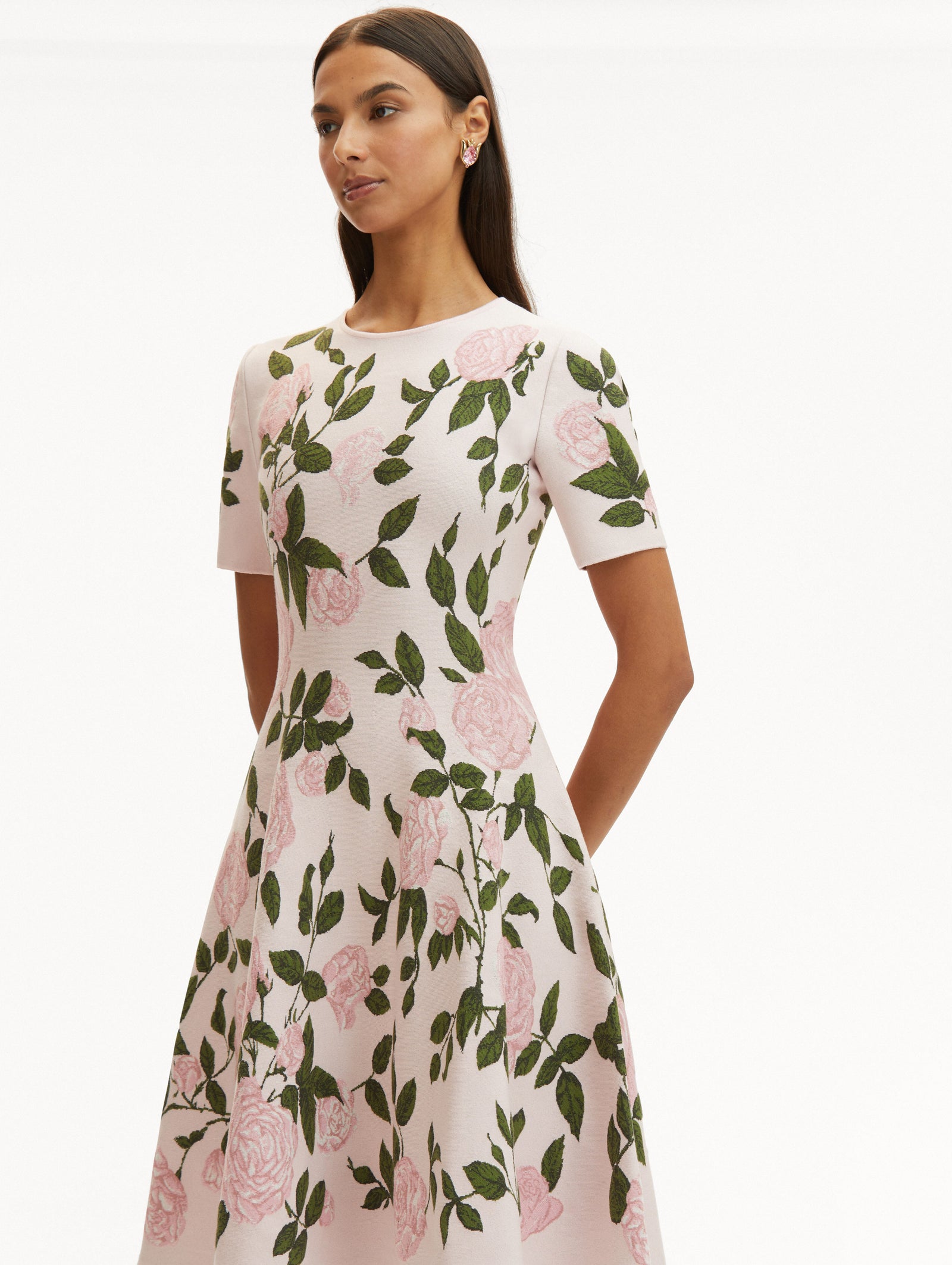 Elaine Jacquard Rose Knitted Maxi Dress
