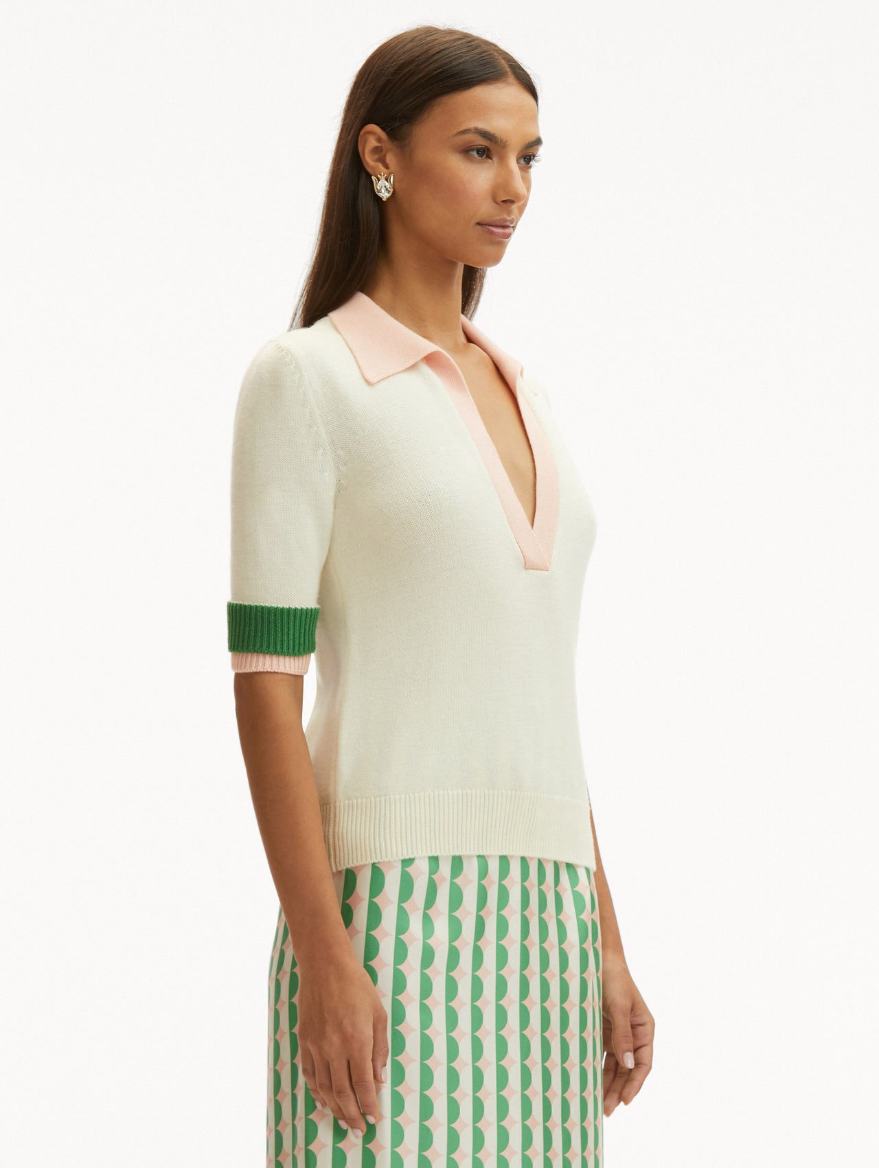 Bella S S Polo Pullover Knit Birch