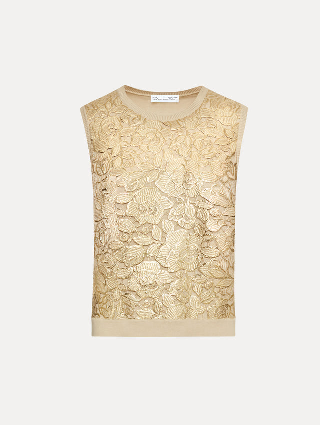 Gold Foil English Rose Inset Tank Front View