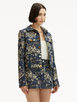 3540163 Rose Patterned Double Button Jacket main image 1