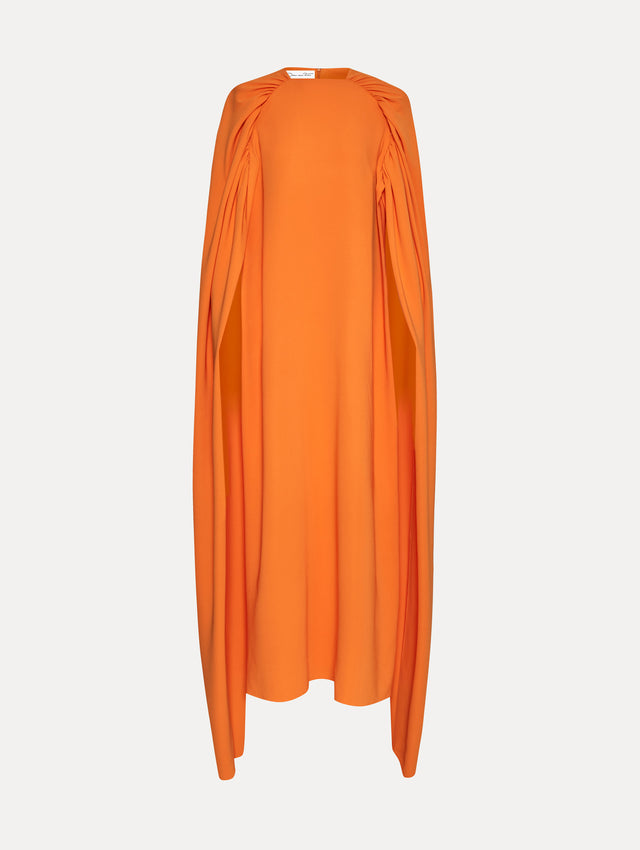 Rushed Shoulder Orange Georgette Caftan Front View