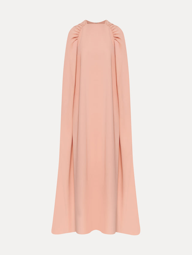 Blush Pink Rushed Shoulder Georgette Caftan Front View