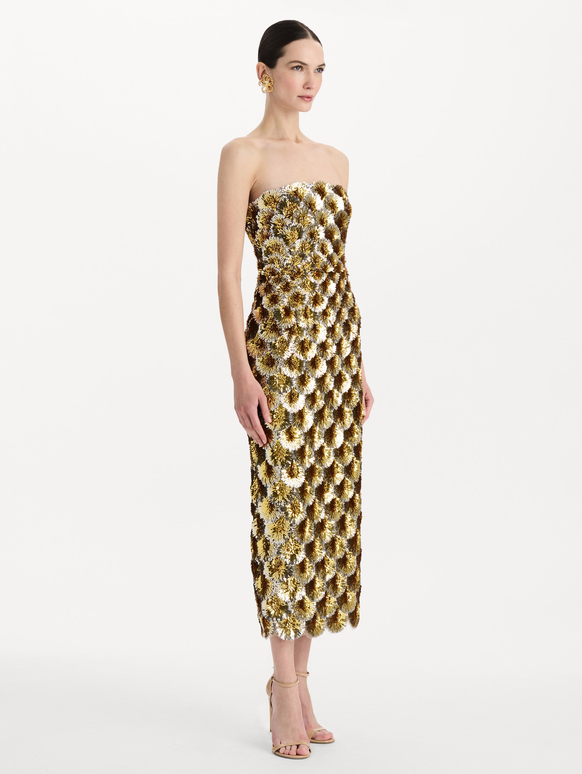 Sequin Embroidered Scalloped Cocktail Dress 14