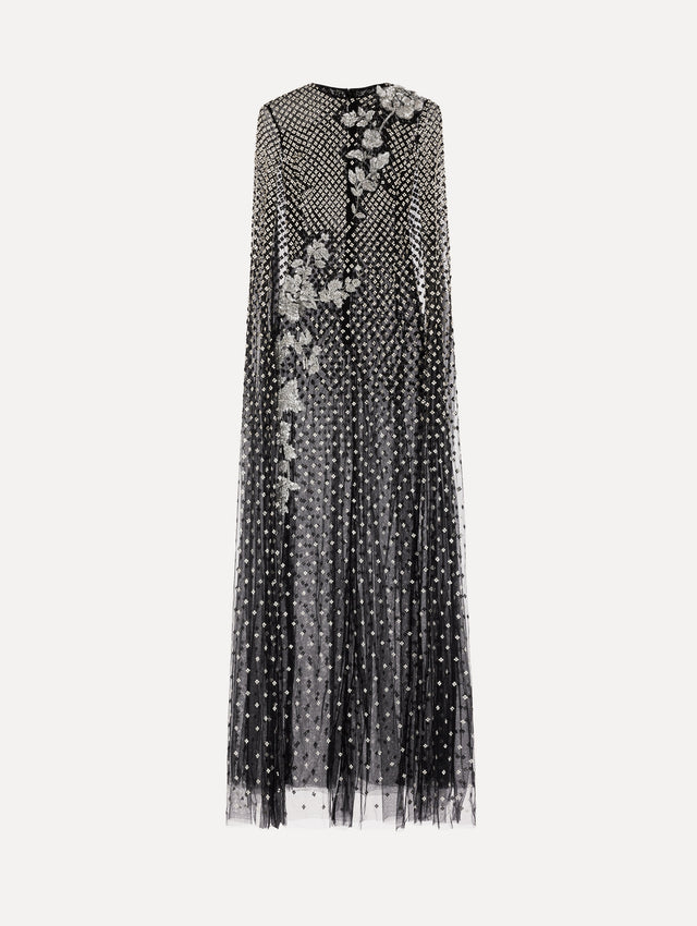 Crystal Grid Floral Embroidered Caftan