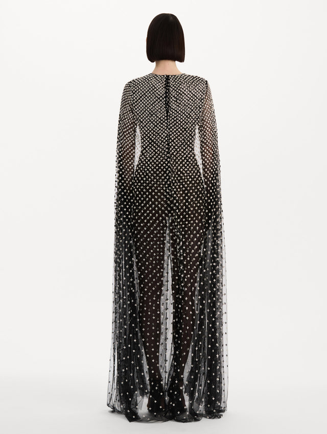 Crystal Grid Floral Embroidered Caftan
