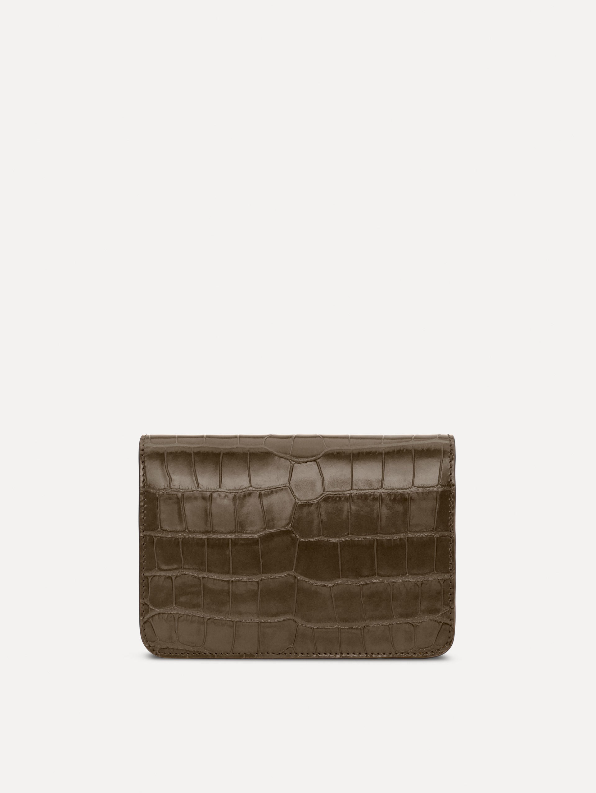 The Embossed O Pochette in Olive. Back view.