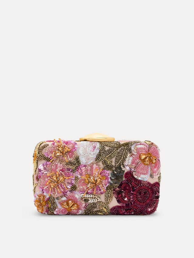 Beaded Mixed Botanical Embroidered O Minaudière