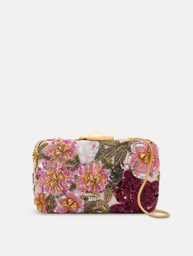 Beaded Mixed Botanical Embroidered O Minaudière