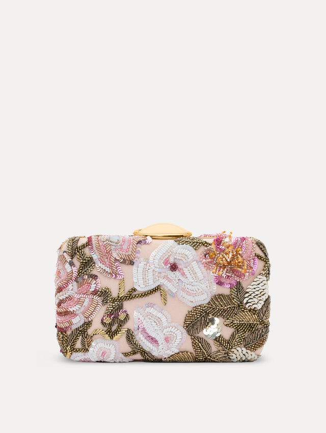Beaded Mixed Botanical Embroidered O Minaudière