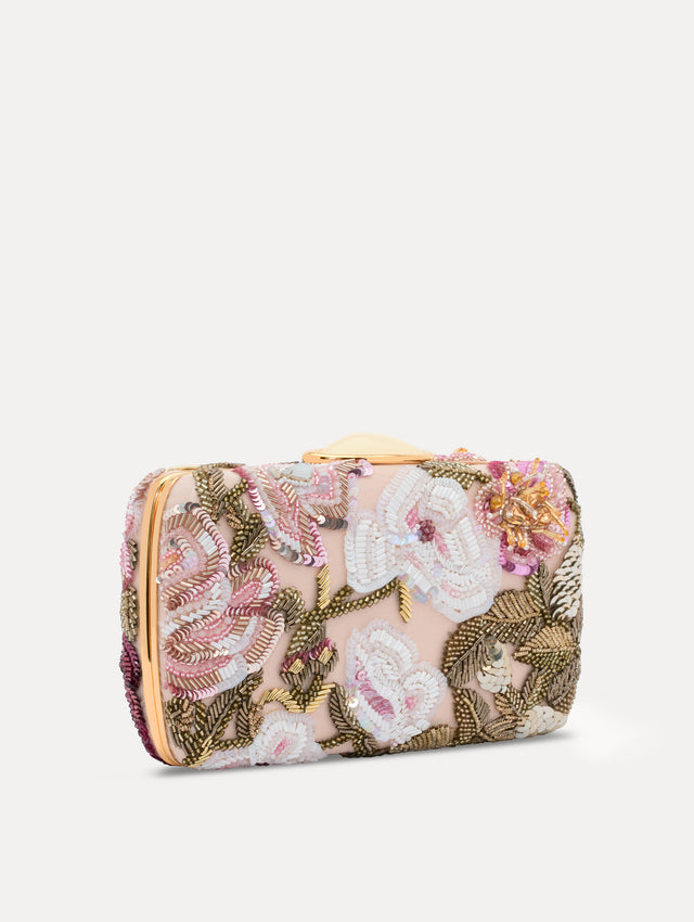 Beaded Mixed Botanical Embroidered O Minaudière