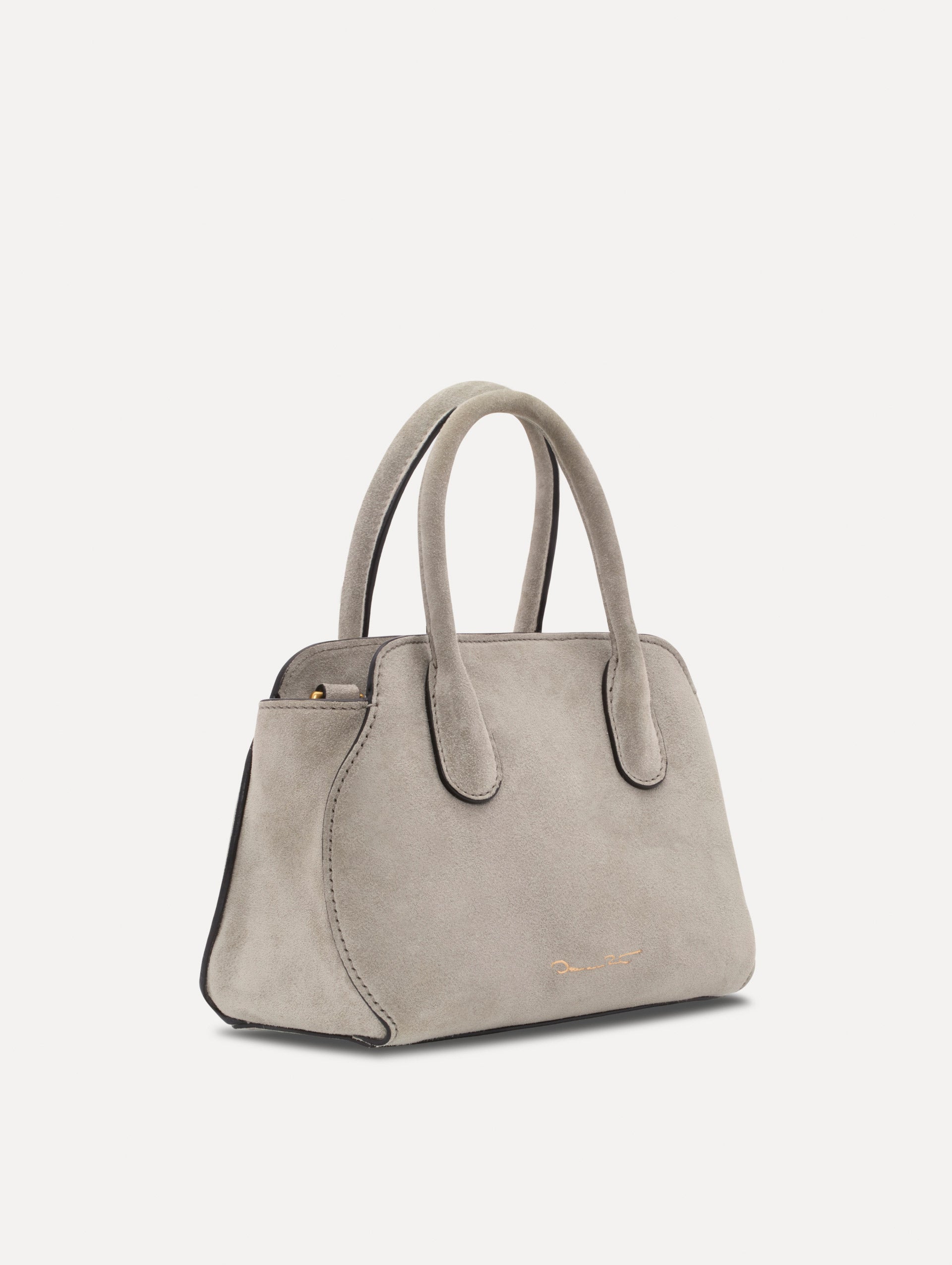 The Mini Ivy in Suede in the color grey. Back view.