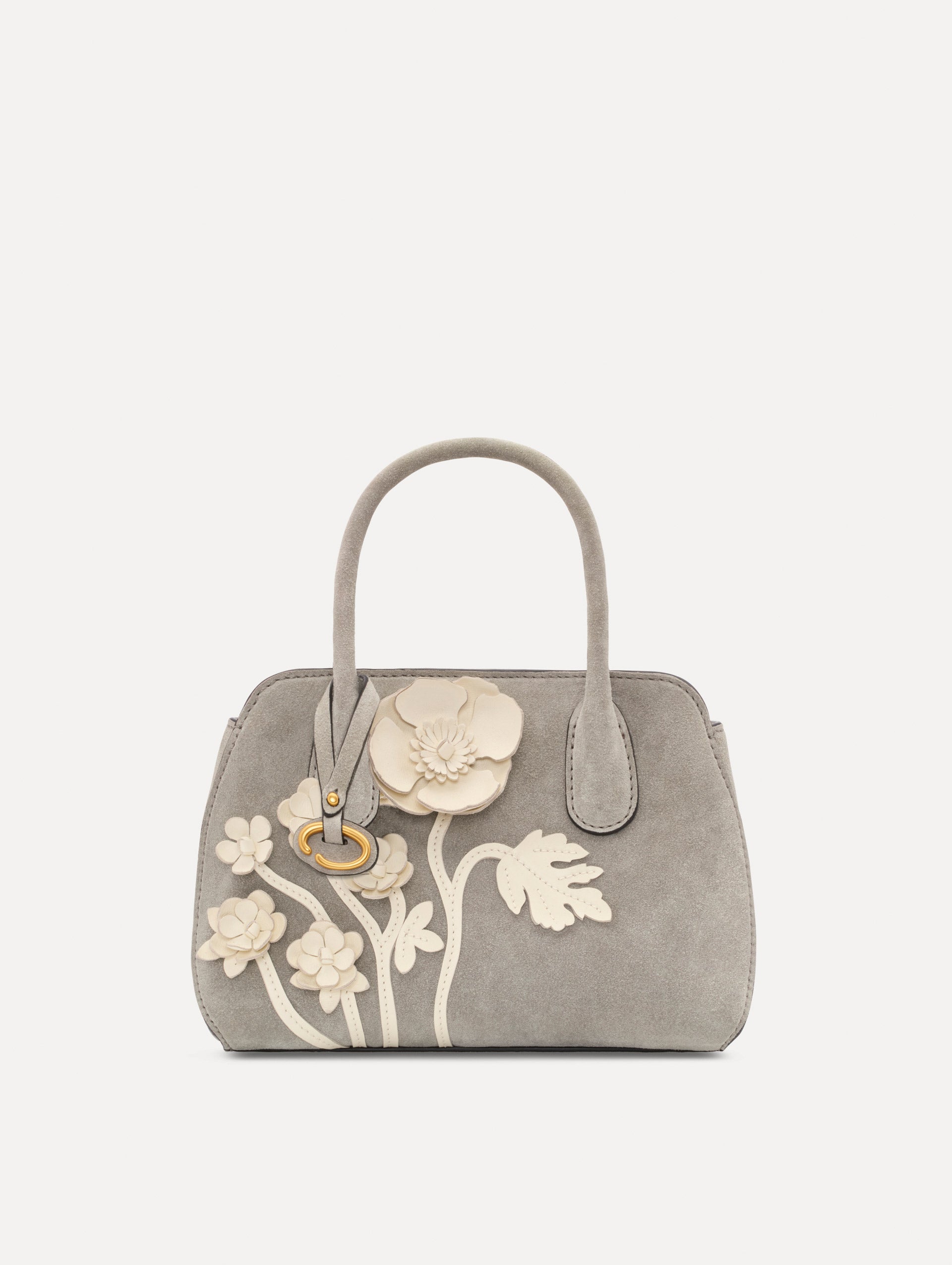 The Mini Ivy in Suede in the color grey. Front view.