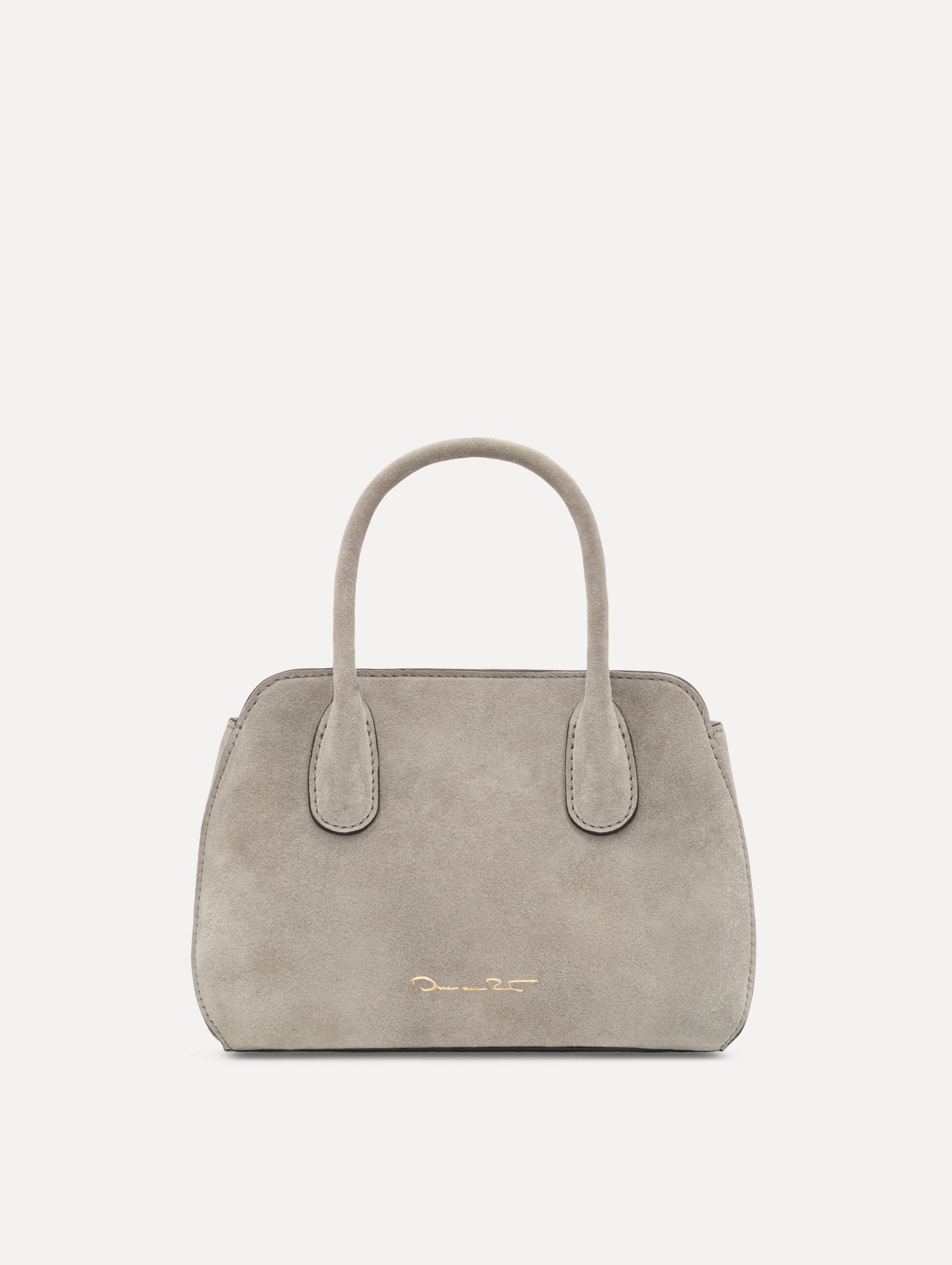 The Mini Ivy in Suede in the color grey. Back view.