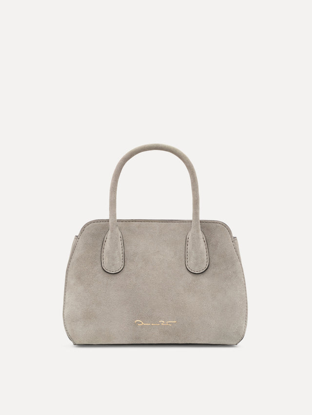 The Mini Ivy in Suede in the color grey. Back view.