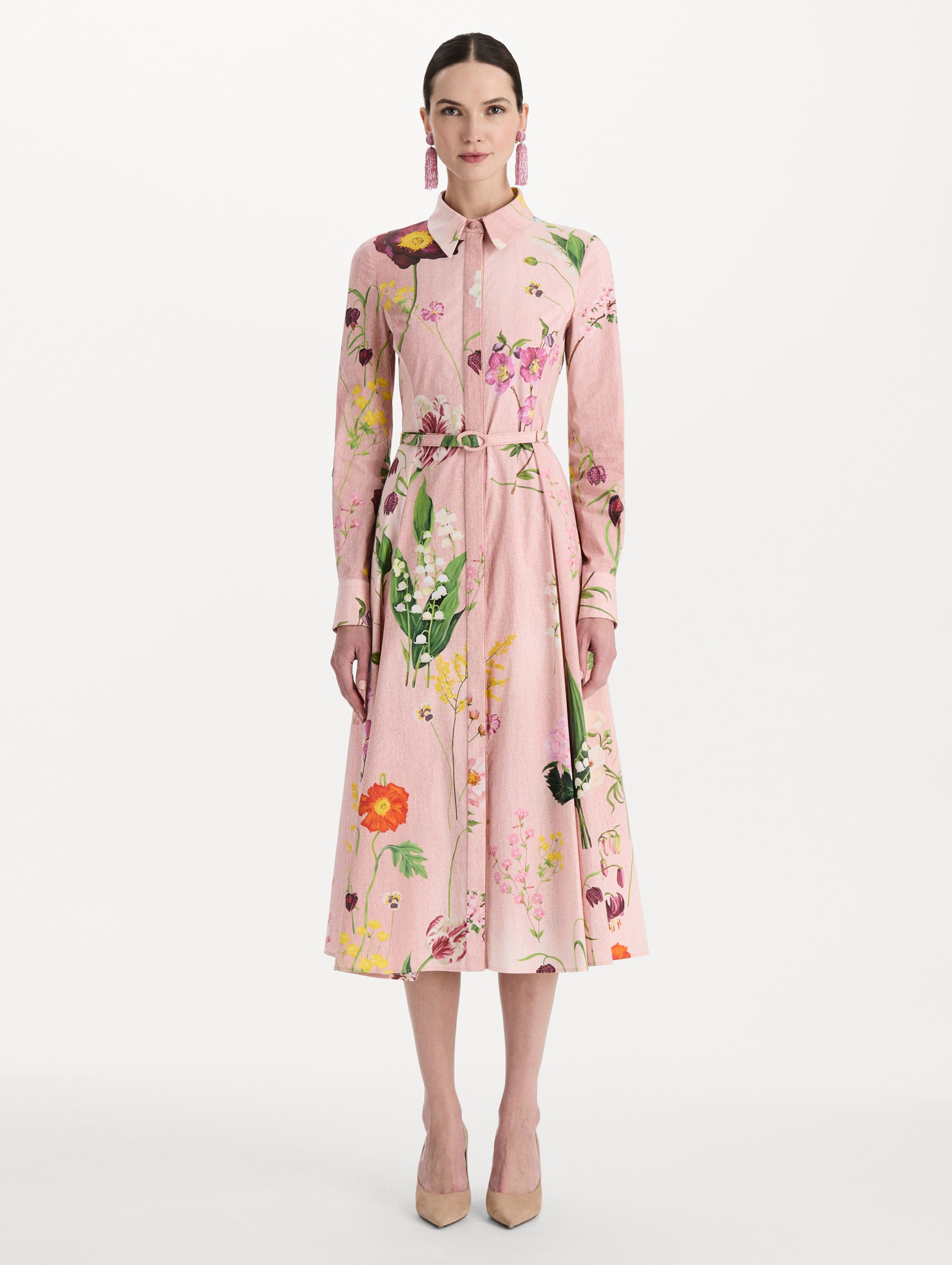 Mixed Botanical Cotton Poplin Collared Dress 14