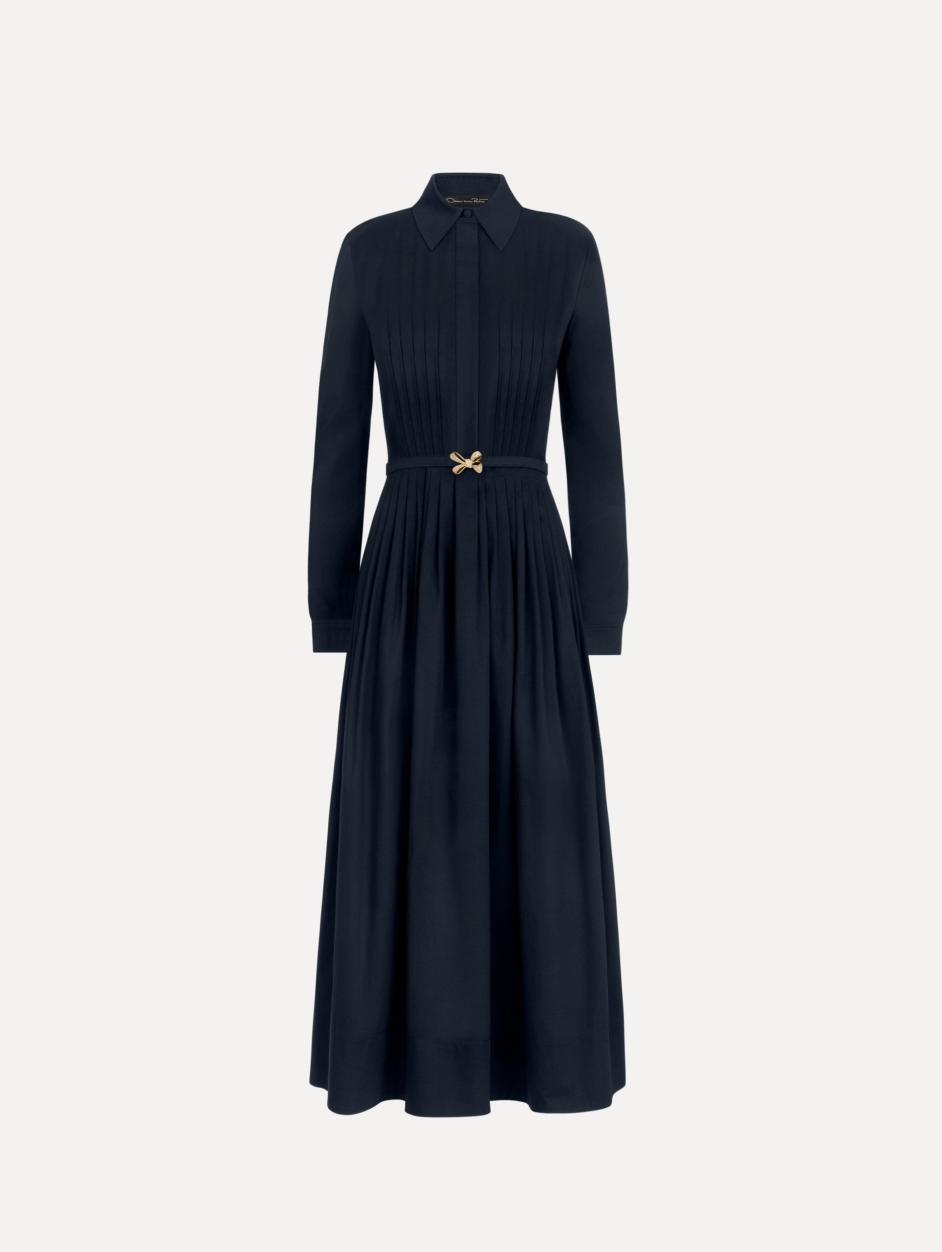 Bow Belt Cotton Stretch Twill Dress