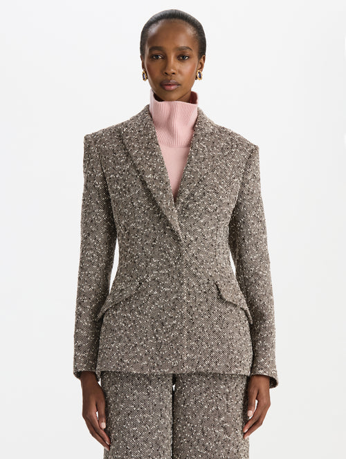 Slub Wool Tweed Collared Jacket