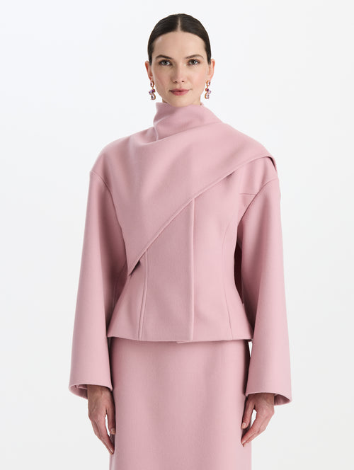 Drape-Detailed Wool Coat