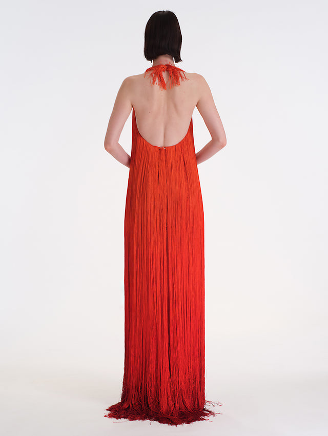 Ombré Silk Fringe Gown