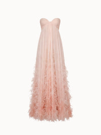 Ombré Feather Embroidered Silk Chiffon Gown