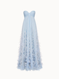Ombré Feather Embroidered Silk Chiffon Gown