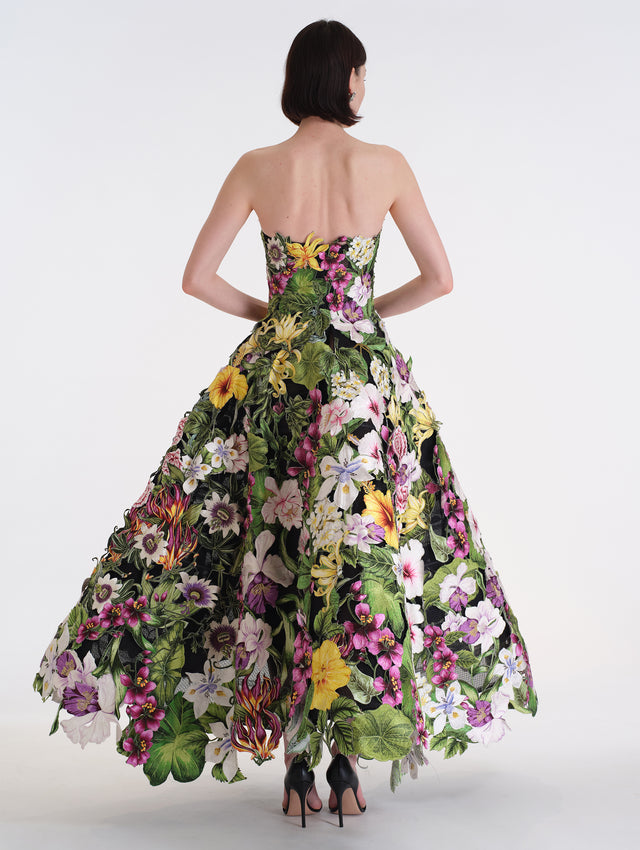 Dominican Mixed-Floral Guipure Gown
