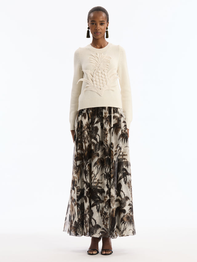 Pineapple Threadwork Cutout Pullover