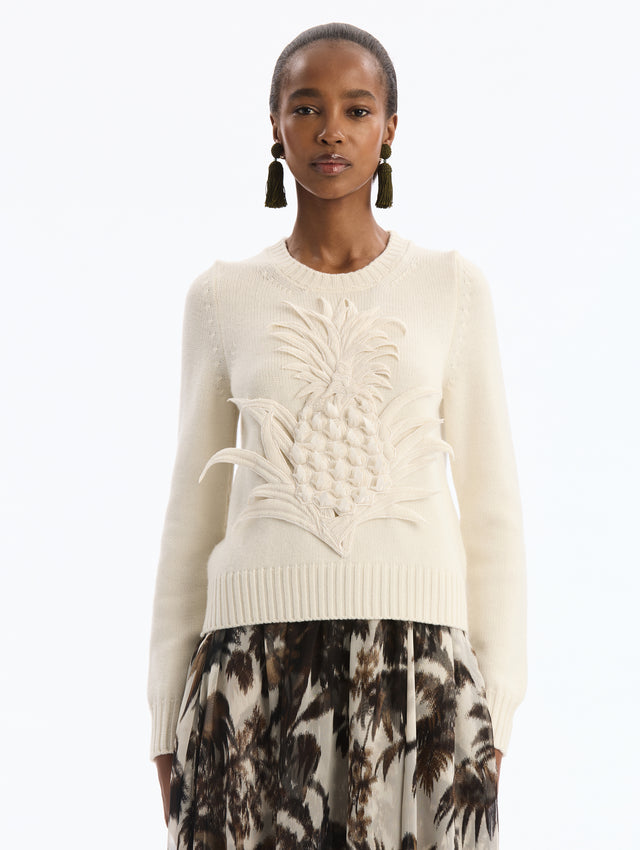 Pineapple Threadwork Cutout Pullover