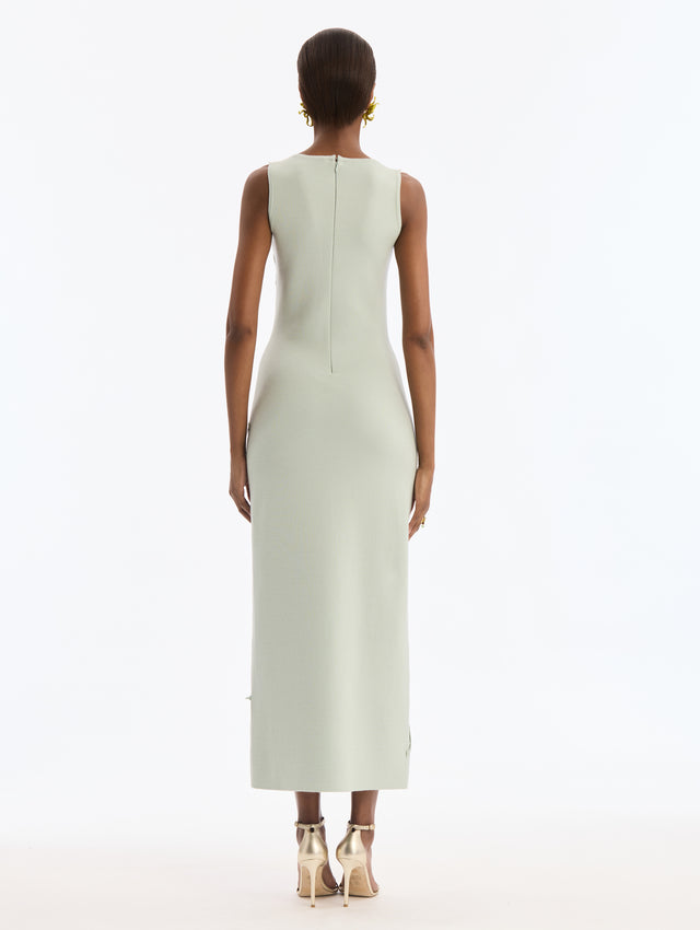 Hibiscus Embroidered Knit Pencil Dress