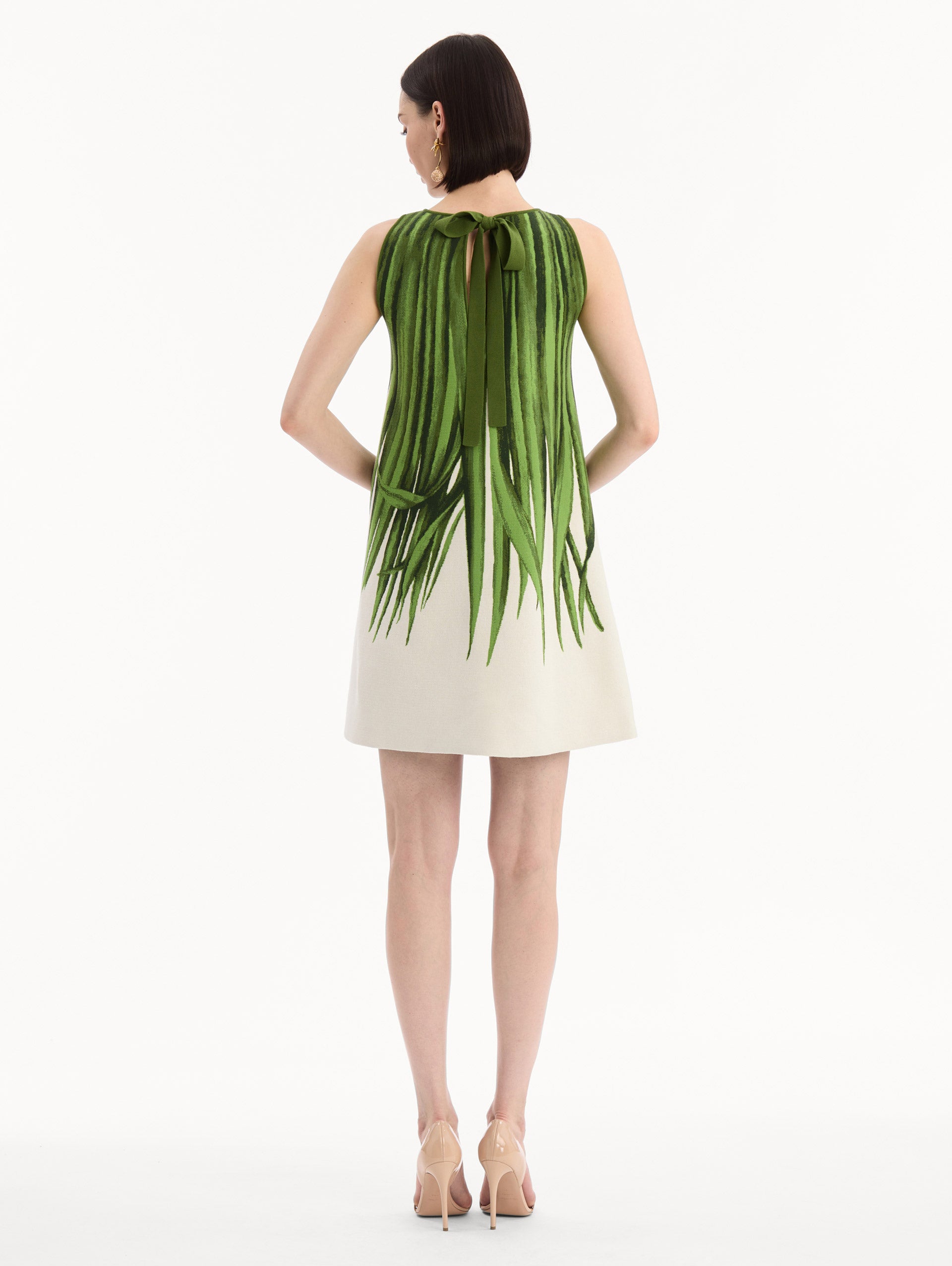 Palm Leaves Jacquard Shift Dress S