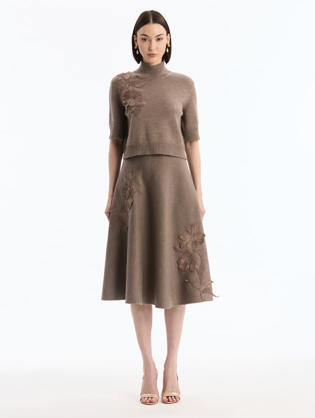 Hibiscus Embroidered Knit Pullover