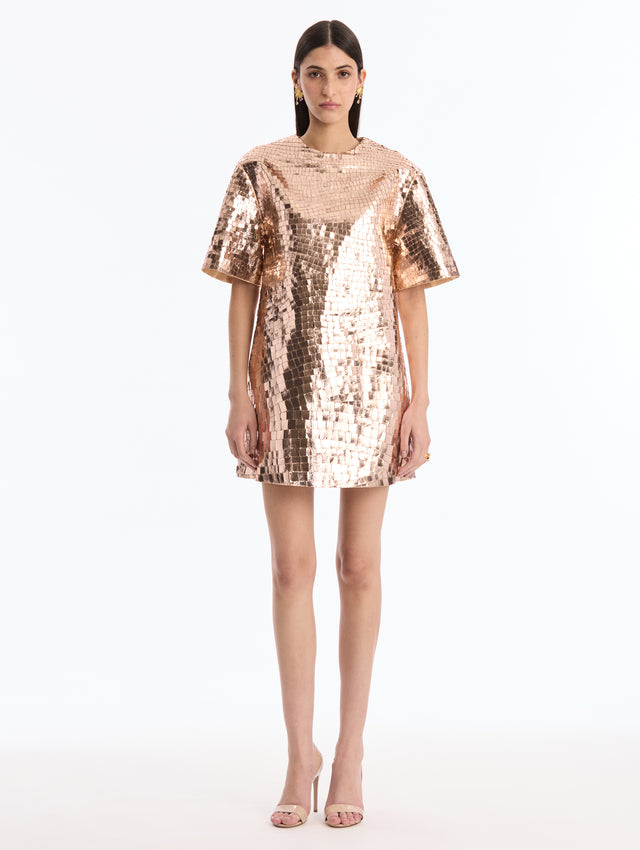 Foiled Shift Cocktail Dress