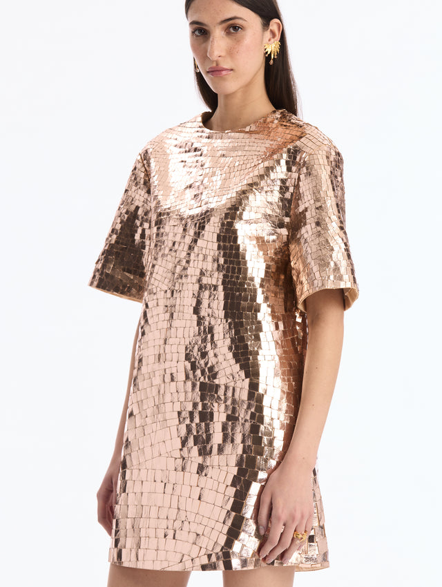 Foiled Shift Cocktail Dress