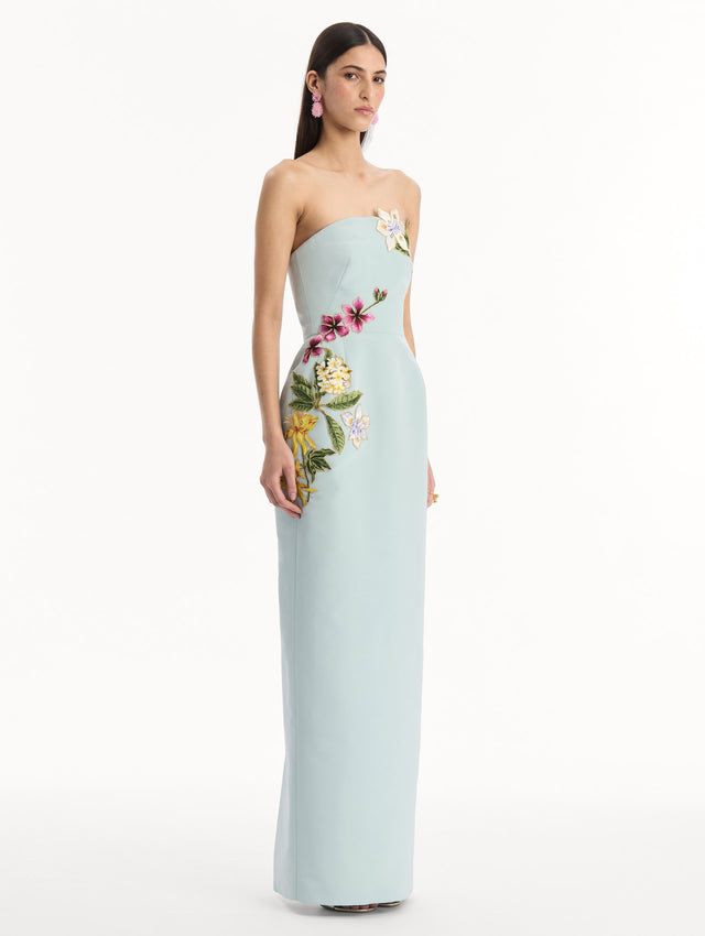 Dominican Mixed-Floral Embroidered Gown