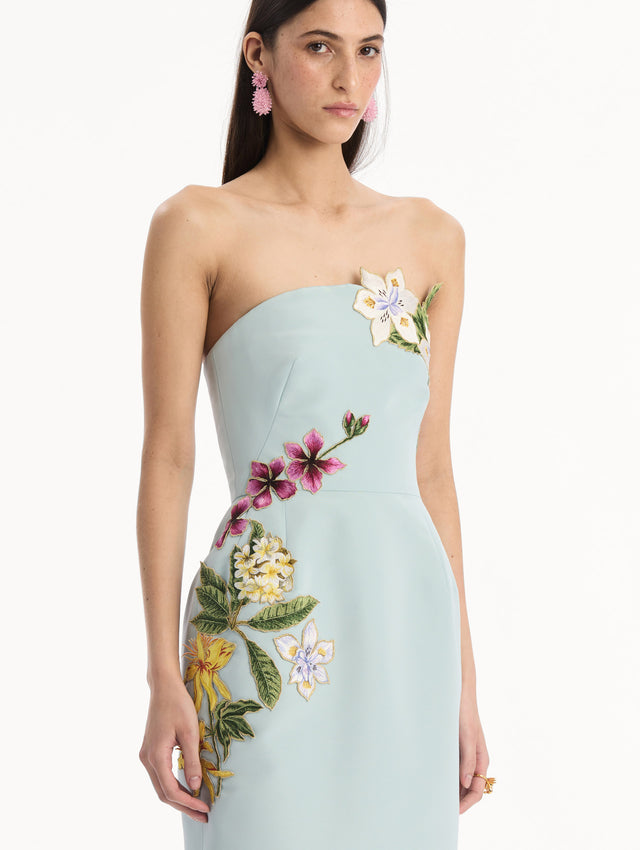 Dominican Mixed-Floral Embroidered Gown