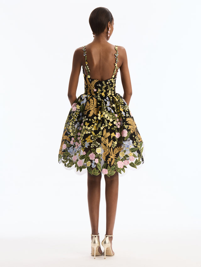 Dominican Mixed-Floral Guipure Cocktail Dress
