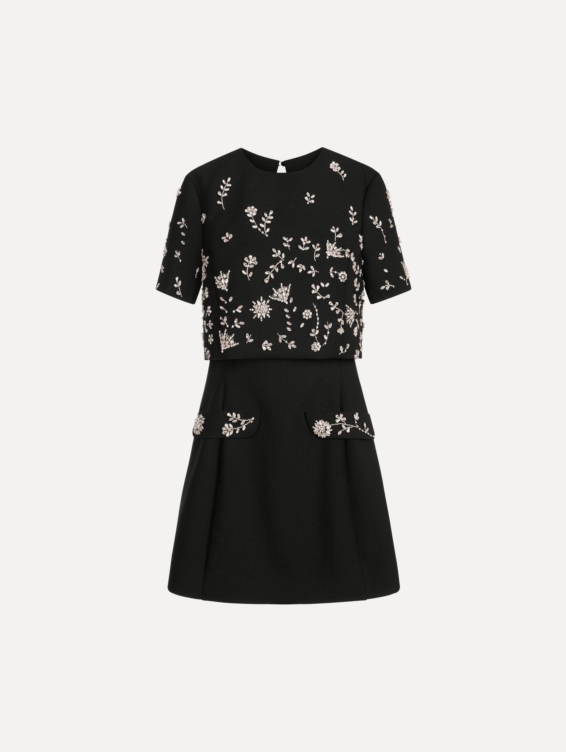 Crystal Floral Embroidered Cocktail Dress
