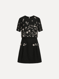 Crystal Floral Embroidered Cocktail Dress