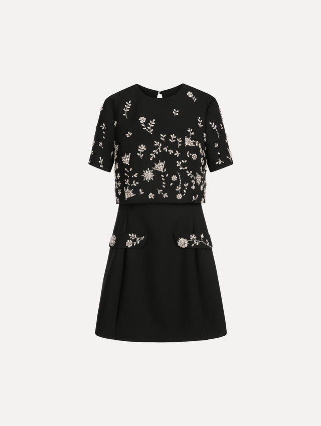 Crystal Floral Embroidered Cocktail Dress