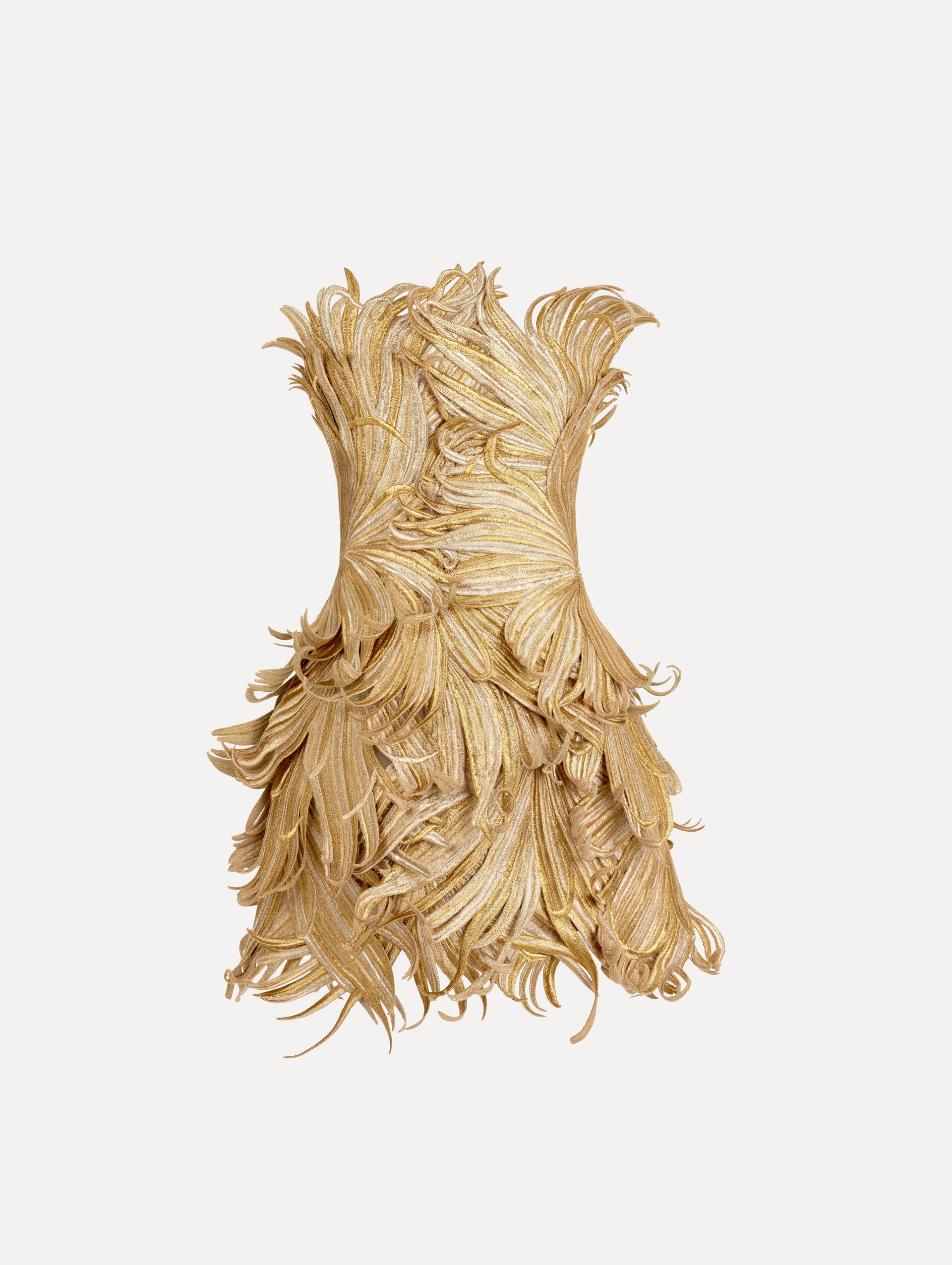Palm Leaves Metallic Cocktail Dress