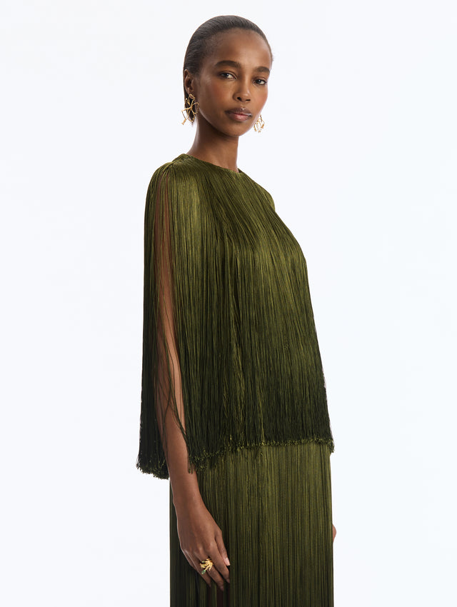 Ombré Silk Fringe Blouse