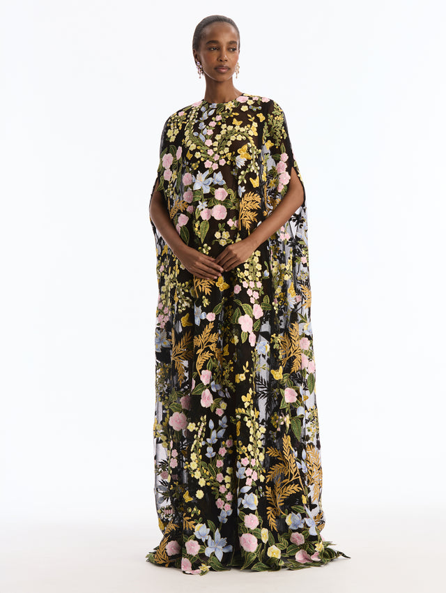 Dominican Mixed-Floral Guipure Caftan