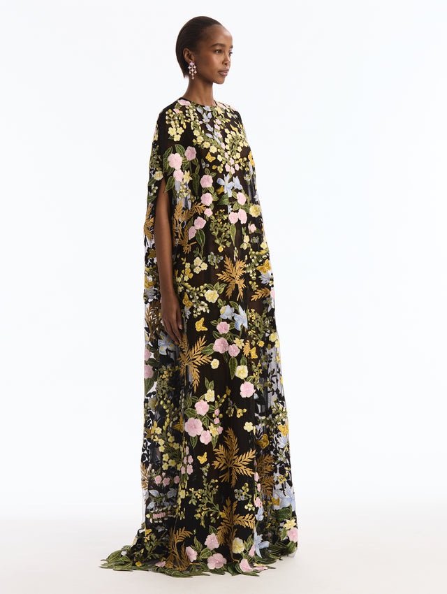 Dominican Mixed-Floral Guipure Caftan