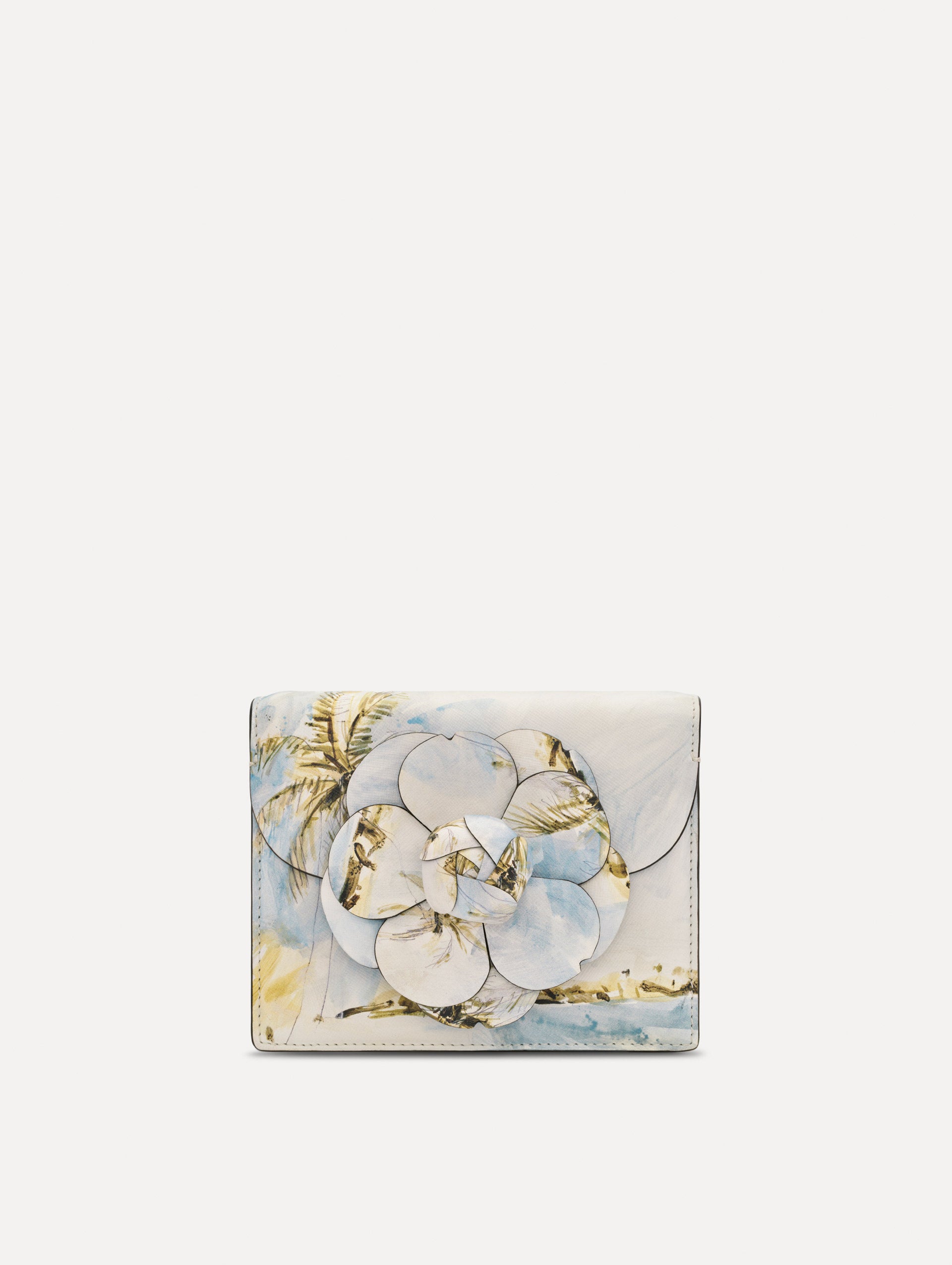 The Dominican Landscape Printed Mini TRO Bag in Saltwater Blue. Front View.