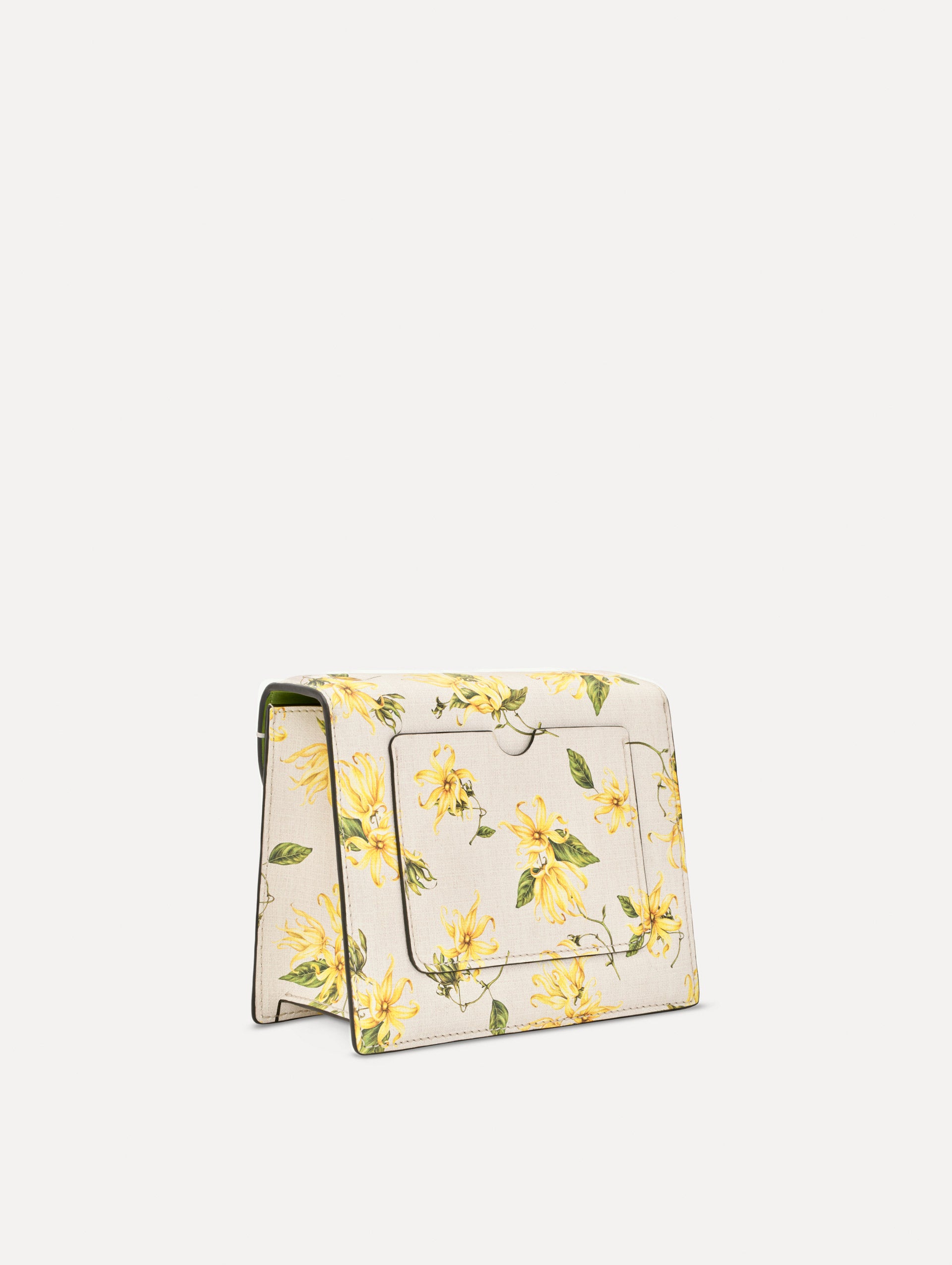 The Ylang Ylang Printed Mini TRO Bag in Yellow. Back-Side View.