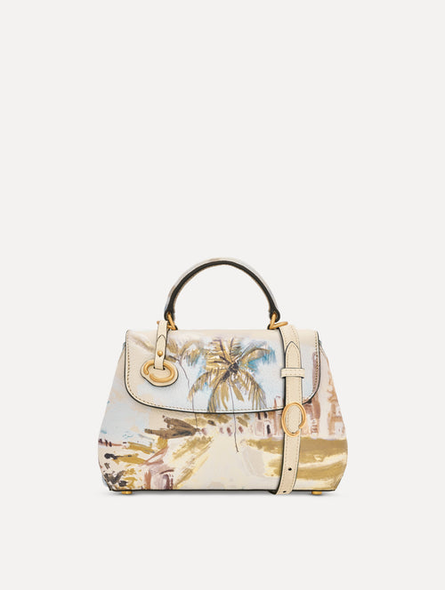 The Mini Poppy adorned with the Dominican Landscape print. Front View.