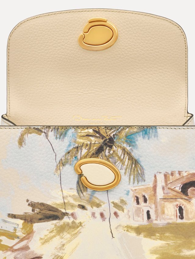 The Mini Poppy adorned with the Dominican Landscape print. Detail View.