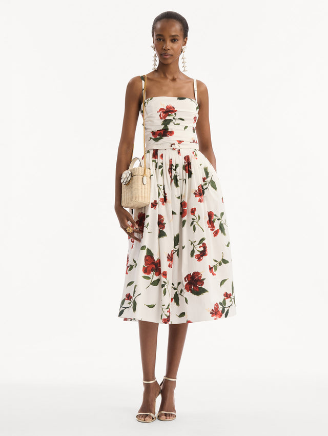 The model is wearing The Alibi in Wicker in White. Full-Body View.