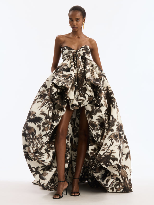 Chiné Palm Leaves Gown