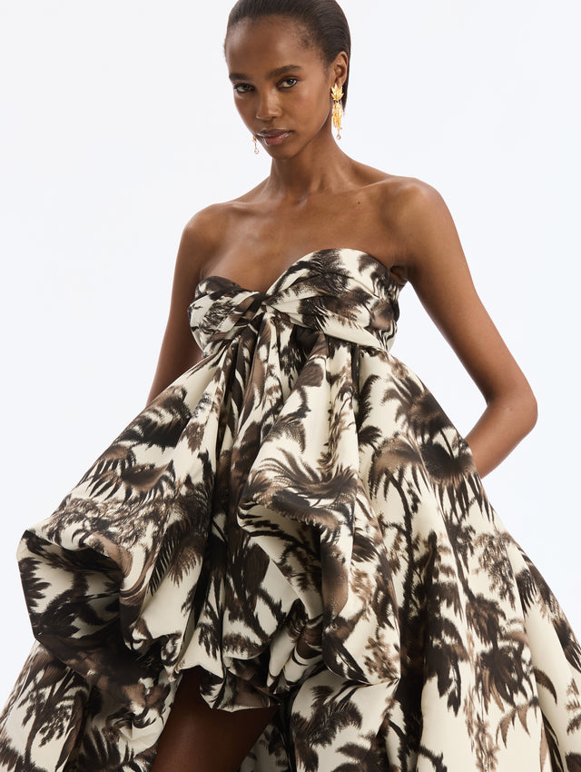 Chiné Palm Leaves Gown